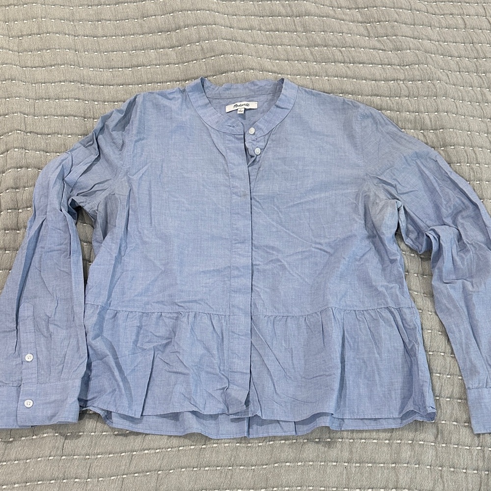Madewell blue peplum Button-Up Blouse